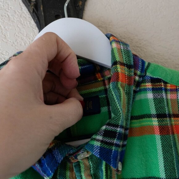 Ralph Lauren XL Green Plaid Flannel Shirt 100% Cotton Button Down Men - Picture 3 of 10